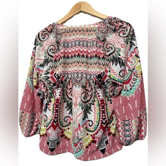 Anthropologie Olive Hill Boho Geometric Multi Pattern Top Size Small - Picture 6 of 16